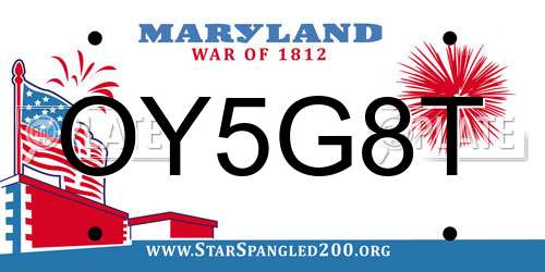 OY5G8T Maryland License Plate