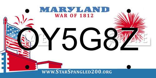 OY5G8Z Maryland License Plate