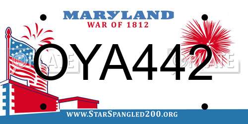 OYA442 Maryland License Plate