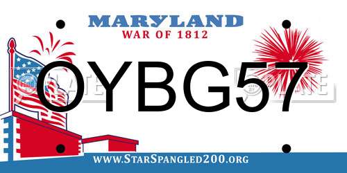 OYBG57 Maryland License Plate