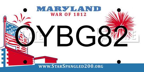 OYBG82 Maryland License Plate