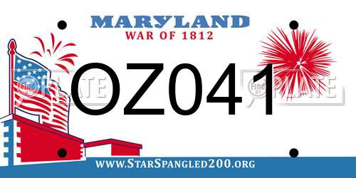 OZ041 Maryland License Plate