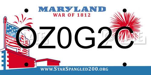 OZ0G2C Maryland License Plate