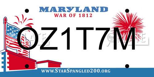 OZ1T7M Maryland License Plate