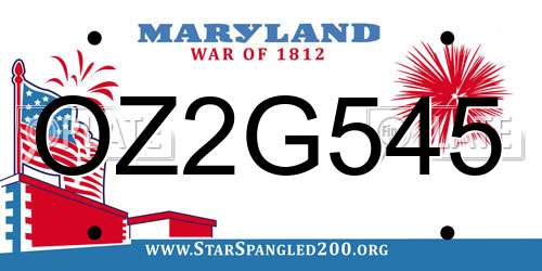 OZ2G545 Maryland License Plate