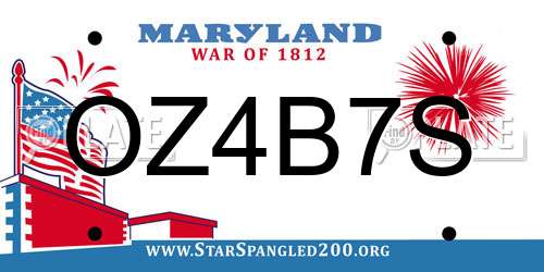 OZ4B7S Maryland License Plate