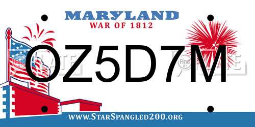 OZ5D7M Maryland License Plate