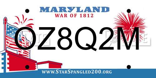 OZ8Q2M Maryland License Plate