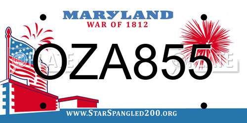 OZA855 Maryland License Plate