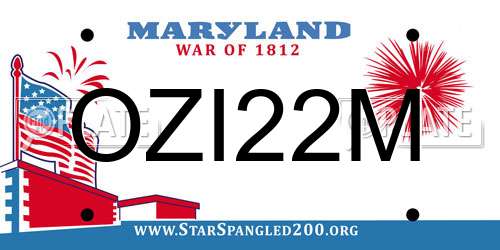 OZI22M Maryland License Plate