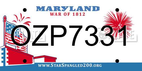 OZP7331 Maryland License Plate