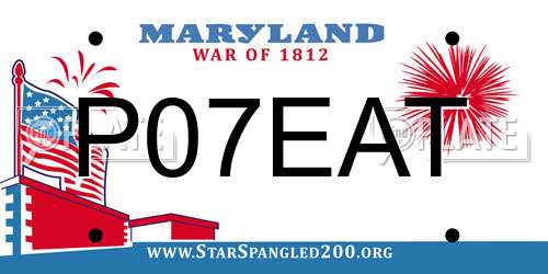 P07EAT Maryland License Plate