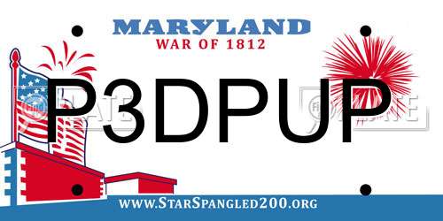 P3DPUP Maryland License Plate