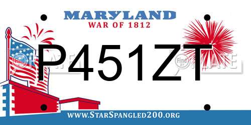 P451ZT Maryland License Plate