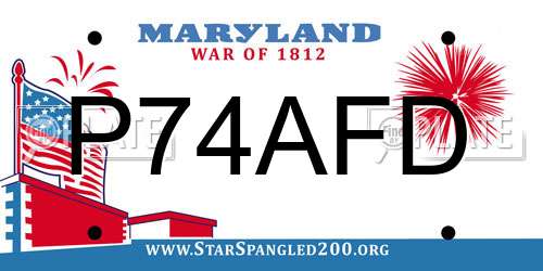 P74AFD Maryland License Plate