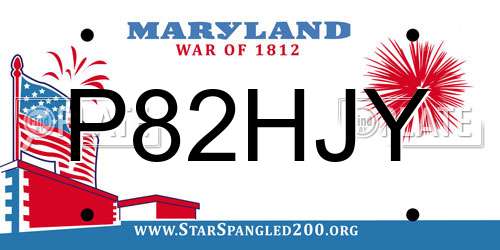 P82HJY Maryland License Plate