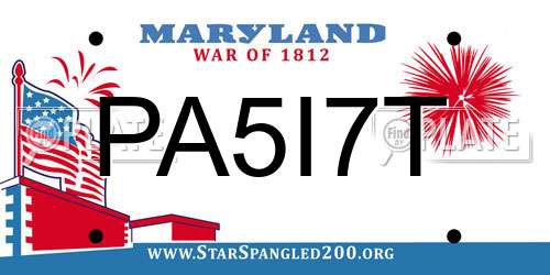 PA5I7T Maryland License Plate