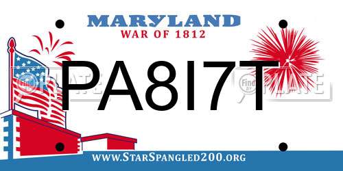 PA8I7T Maryland License Plate