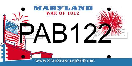 PAB122 Maryland License Plate