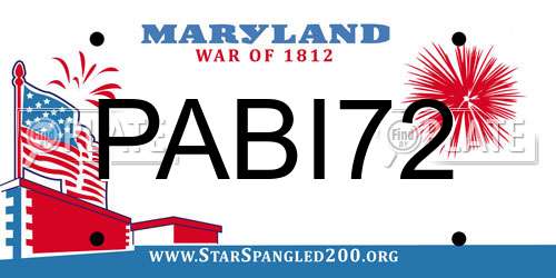 PABI72 Maryland License Plate