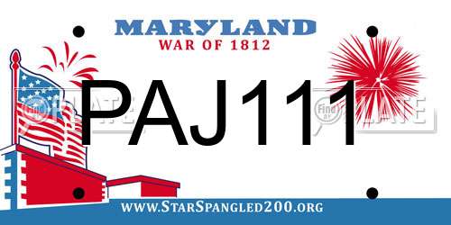 PAJ111 Maryland License Plate