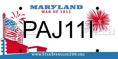 PAJ11I Maryland License Plate