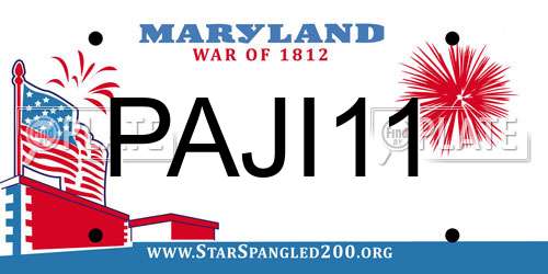 PAJI11 Maryland License Plate