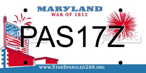 PAS17Z Maryland License Plate