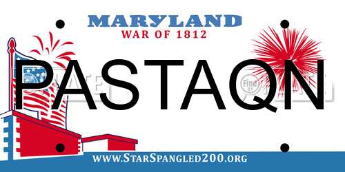 PASTAQN Maryland License Plate