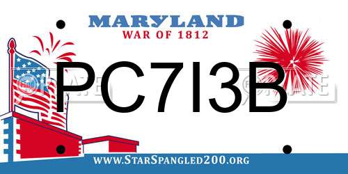 PC7I3B Maryland License Plate