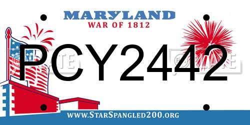 PCY2442 Maryland License Plate