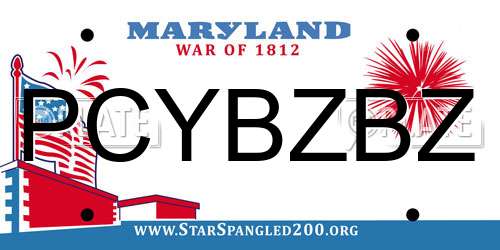 PCYBZBZ Maryland License Plate