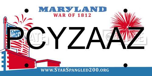 PCYZAAZ Maryland License Plate