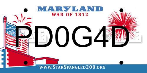PD0G4D Maryland License Plate