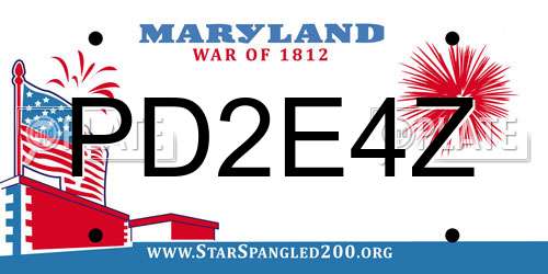 PD2E4Z Maryland License Plate