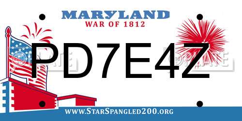 PD7E4Z Maryland License Plate