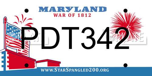 PDT342 Maryland License Plate