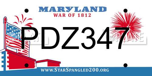 PDZ347 Maryland License Plate