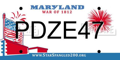 PDZE47 Maryland License Plate