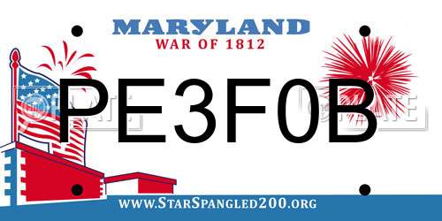 PE3F0B Maryland License Plate