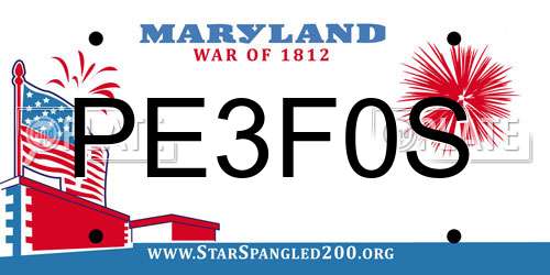 PE3F0S Maryland License Plate