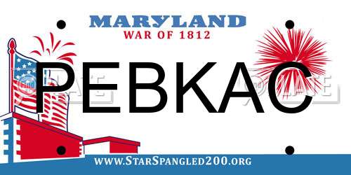 PEBKAC Maryland License Plate