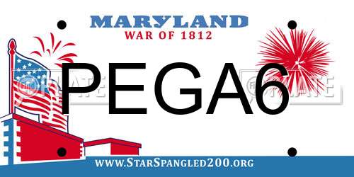 PEGA6 Maryland License Plate
