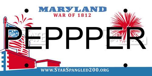 PEPPPER Maryland License Plate