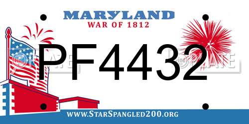 PF4432 Maryland License Plate