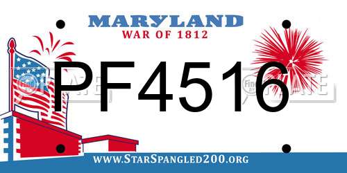 PF4516 Maryland License Plate