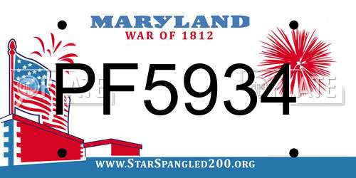 PF5934 Maryland License Plate