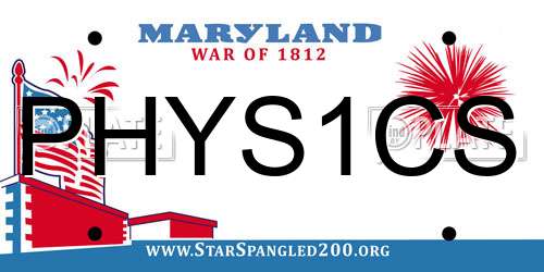 PHYS1CS Maryland License Plate