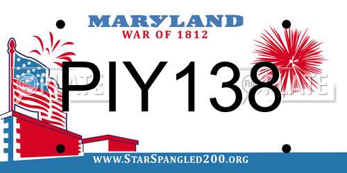 PIY138 Maryland License Plate