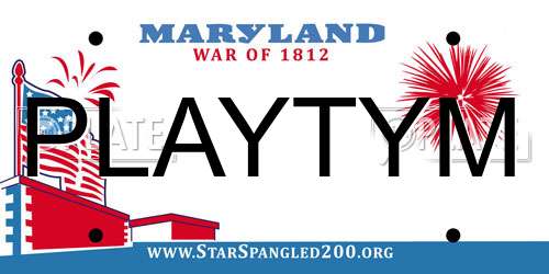 PLAYTYM Maryland License Plate